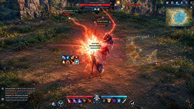 AION 2 ranged soldier aiming across an open field during a long-range showdown